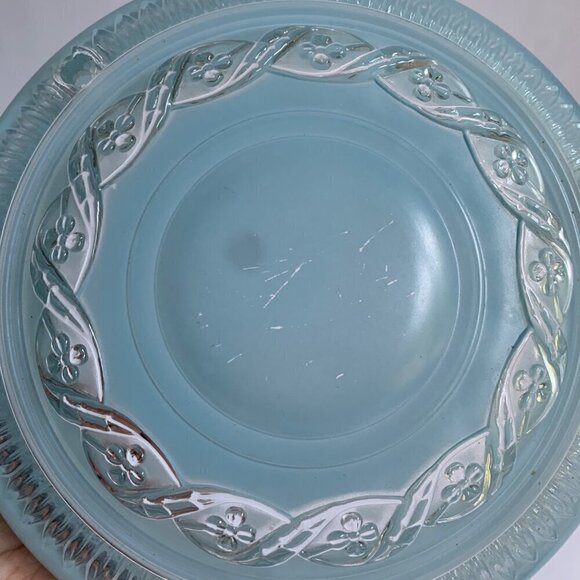 Vintage 1940s Blue Glass Ceiling Light Shade - Picture 4 of 7